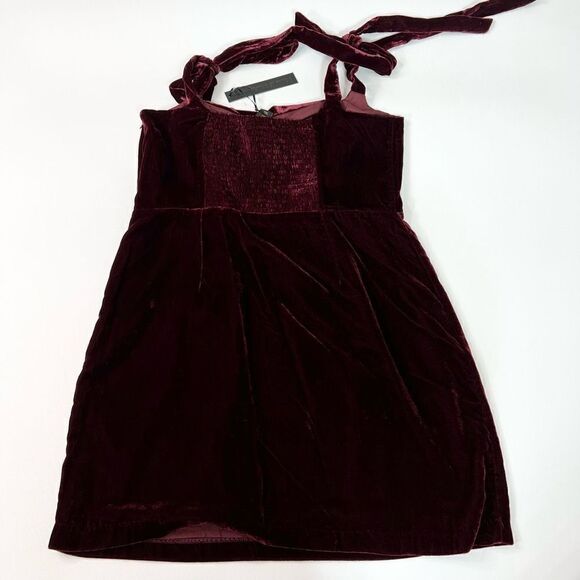 REVOLVE House of Harlow 1960 Dress Womens Large Velvet Mini Dress New Burgundy - Picture 9 of 10
